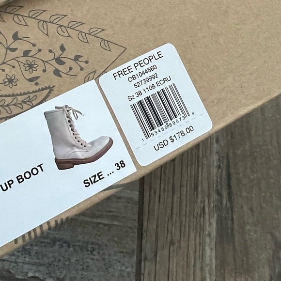 Free People Santa Fe Lace-Up Boot in Ecru size 8 - Picture 10 of 12